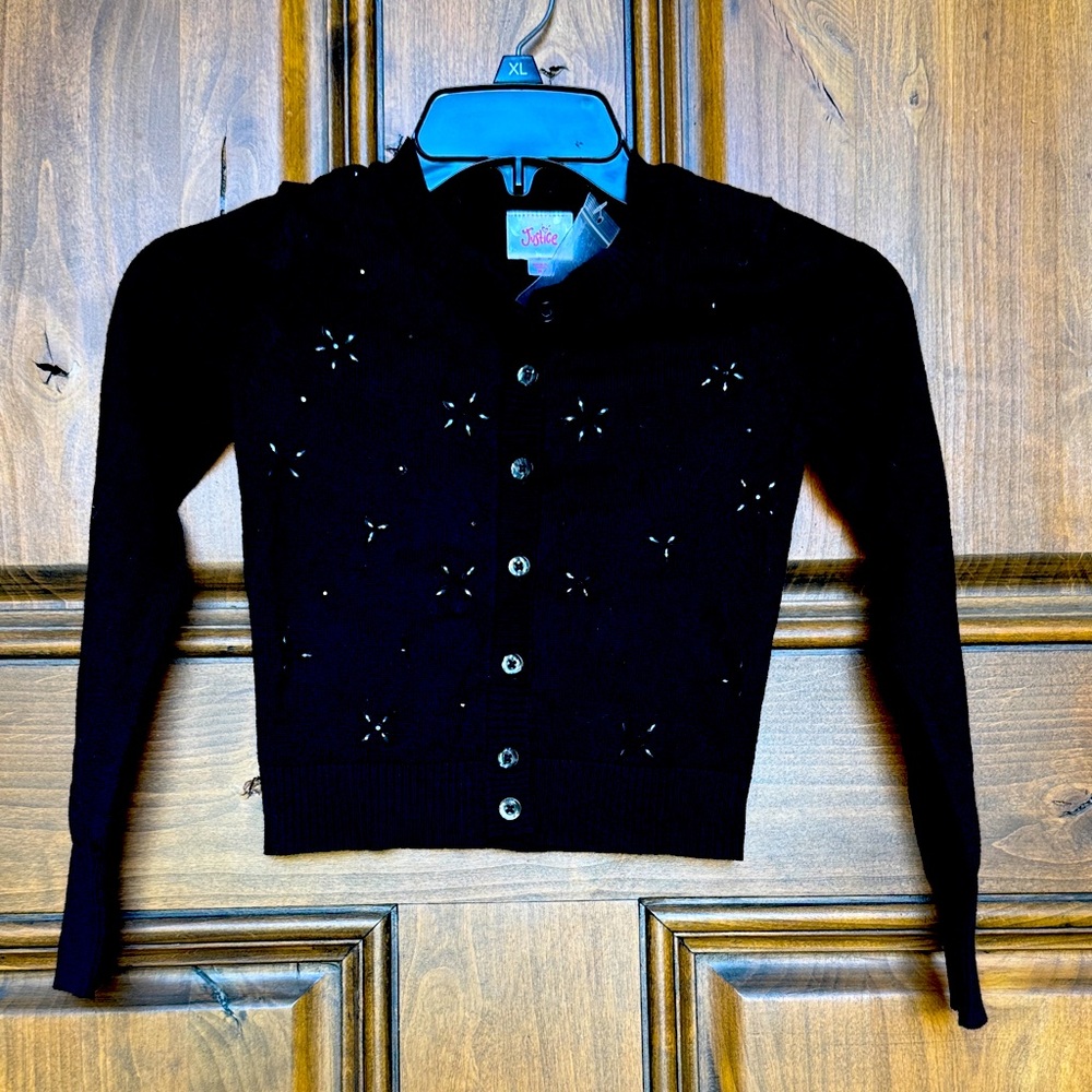 Justice Girl’s Black Cardigan Holiday Sweater/Shrug
